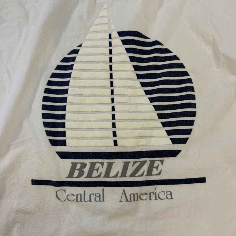Vintage Belize Central America Hooded Windbreaker Jacket XL White Travel Surf - Picture 5 of 5
